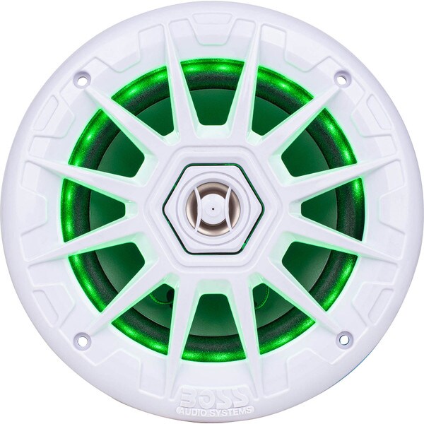 Main product image for BOSS MRGB65 6.5" 2-Way 200W Full Range Marine Speaker with RGB LEDs Pair White 265-4087